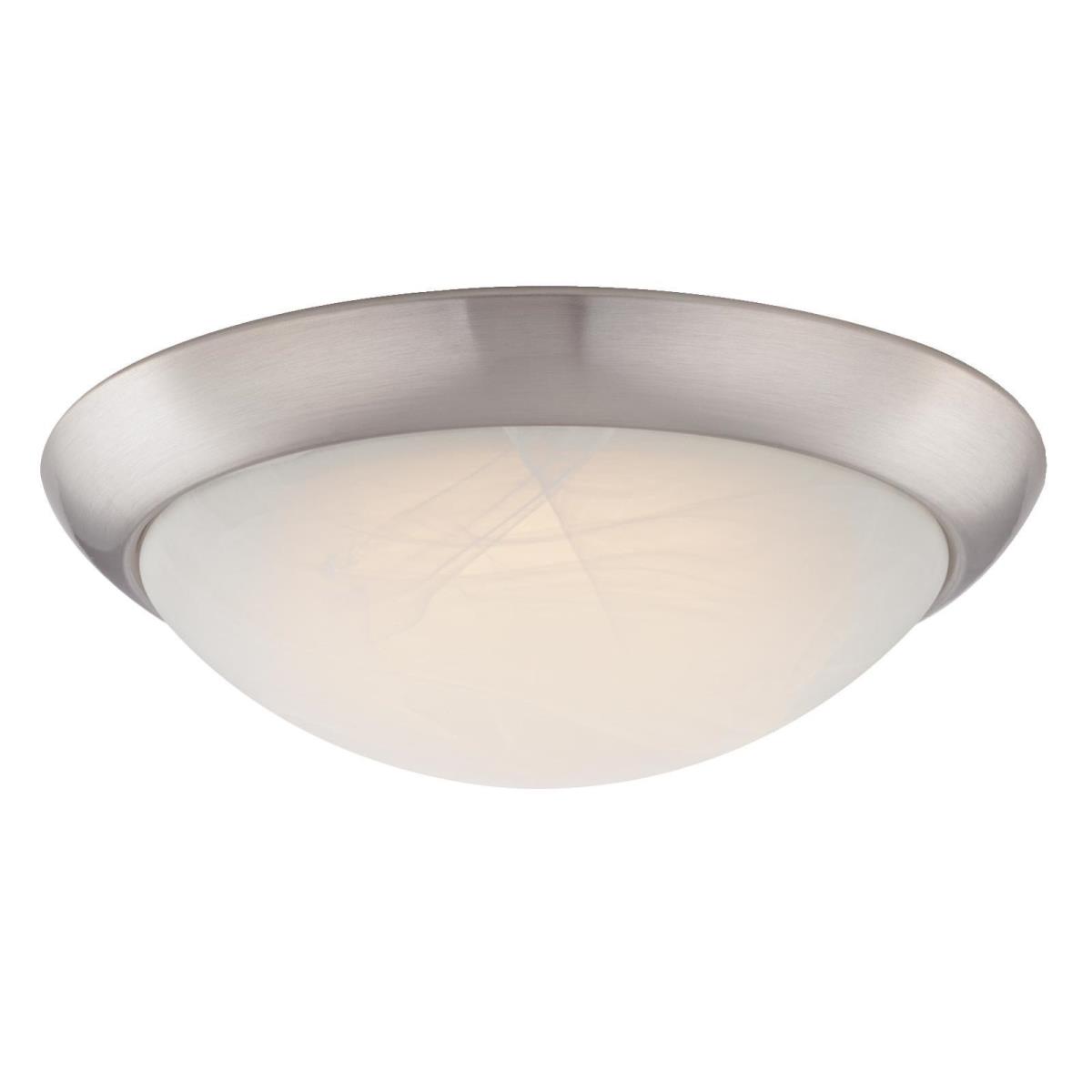 11" LED Flush Brushed Nickel Finish with White Alabaster Glass