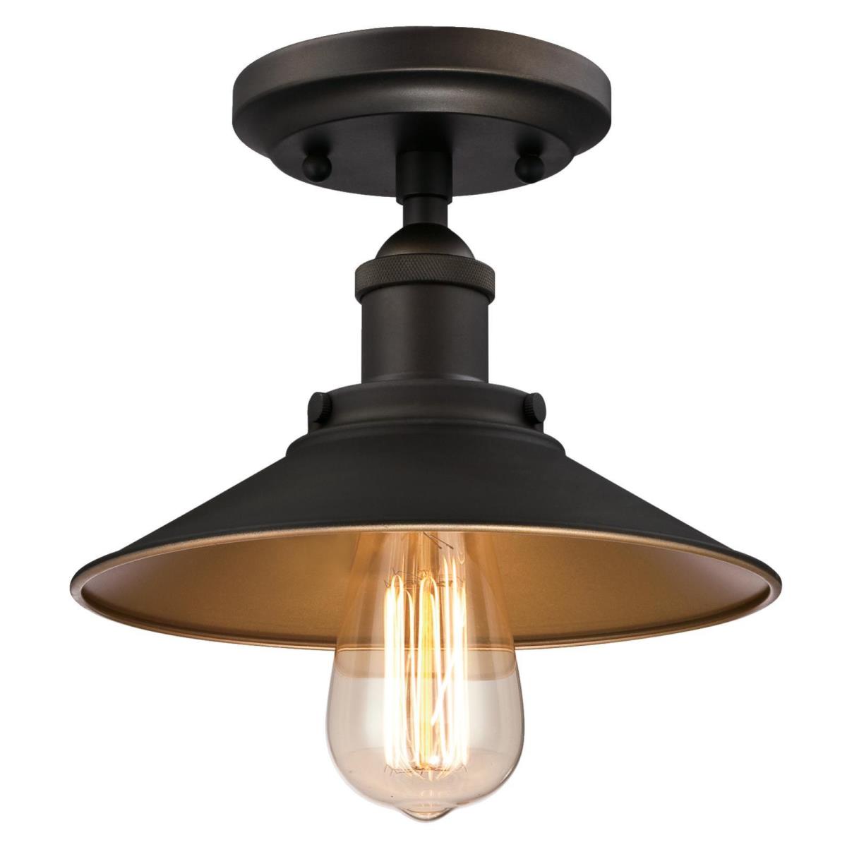 1 Light Semi-Flush Oil Rubbed Bronze Finish and Metallic Bronze Interior