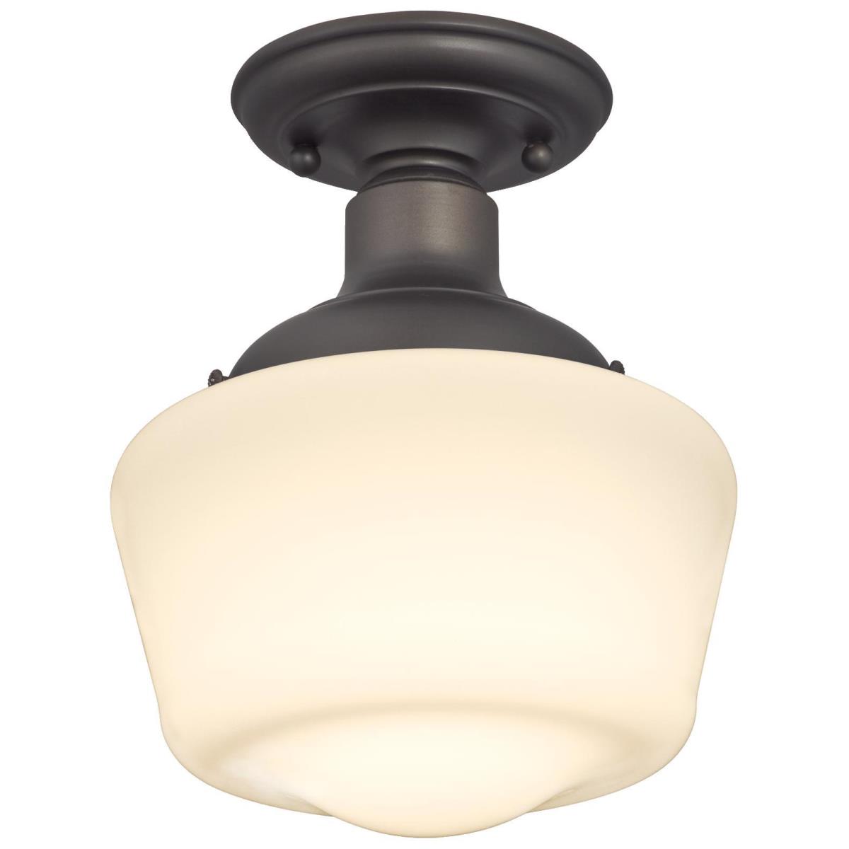 1 Light Semi-Flush Oil Rubbed Bronze Finish with White Opal Glass