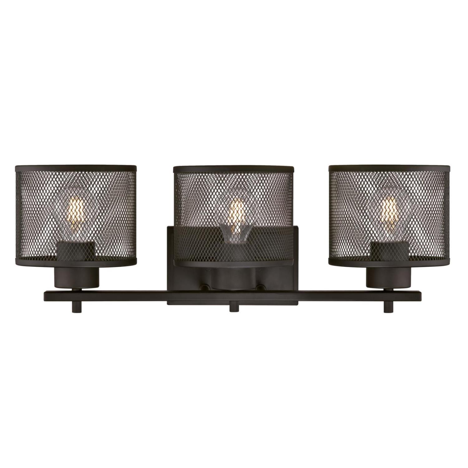 3 Light Wall Fixture Oil Rubbed Bronze Finish with Mesh Shades