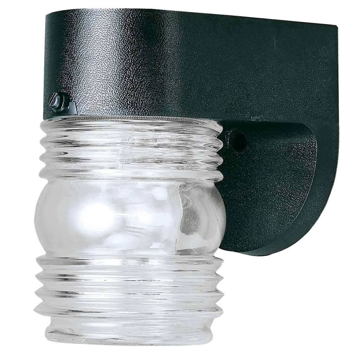 1 Light Hi-Impact Polypropylene Wall Fixture Black Finish with Clear Glass