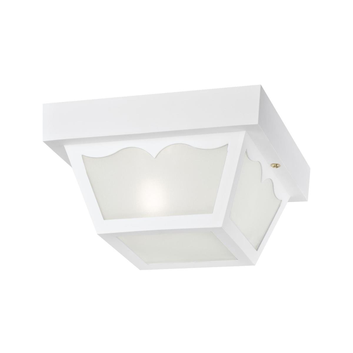 1 Light Hi-Impact Polypropylene Flush White Finish with Clear Textured Glass