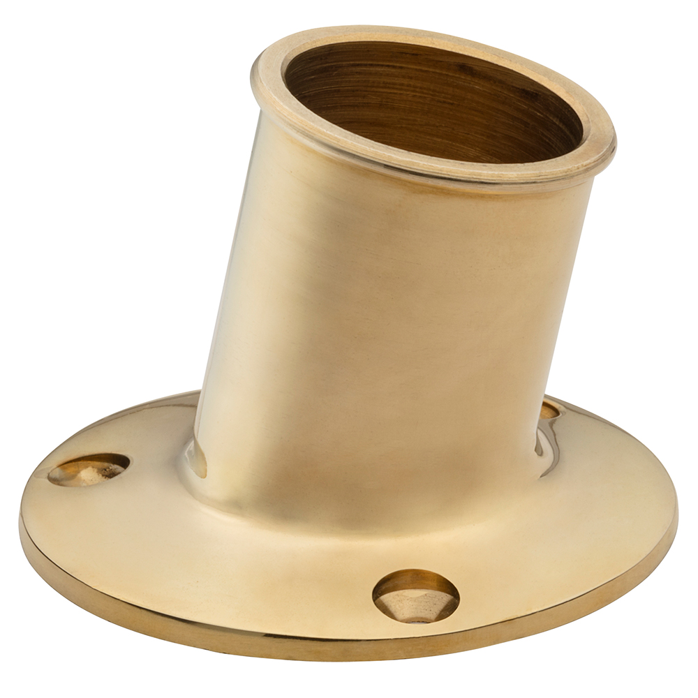 Whitecap Top-Mounted Flag Pole Socket - Polished Brass - 1-1/4" ID