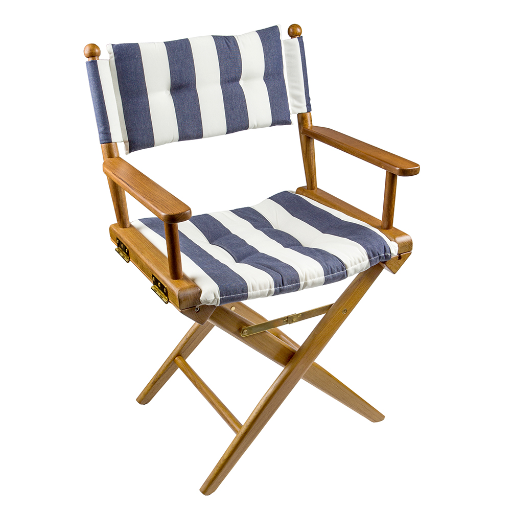 Whitecap Director's Chair w/Navy & White Cushion - Teak