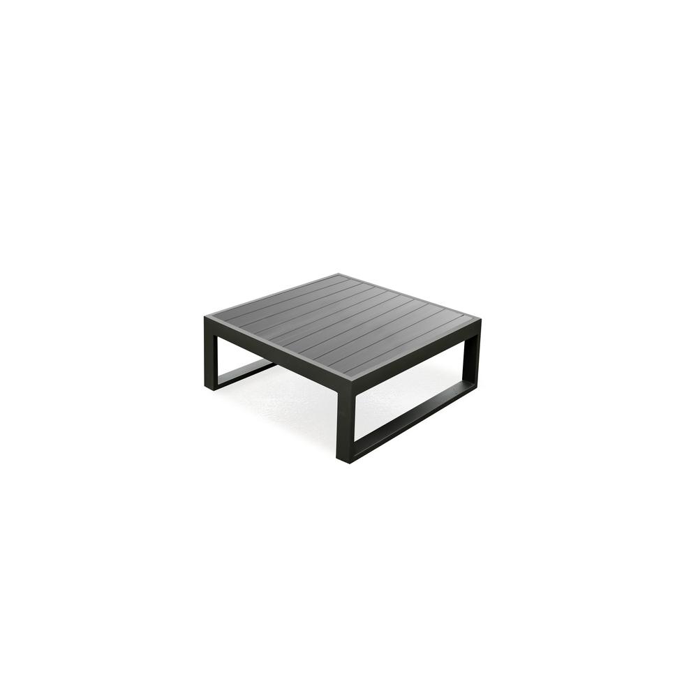 Caden Indoor/Outdoor Coffee Table, Gray Aluminum slats top and legs