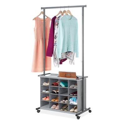 16-Cubby Garment Rack Gray