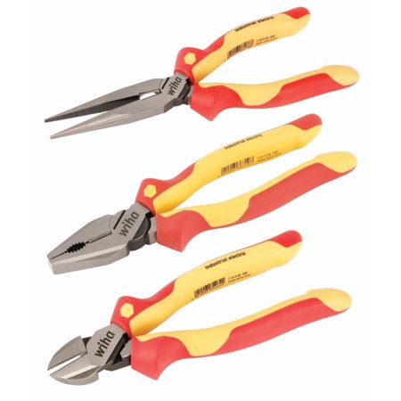 3 PIECE INSULATED INDUSTRIAL PLIERSCUTTERS SET