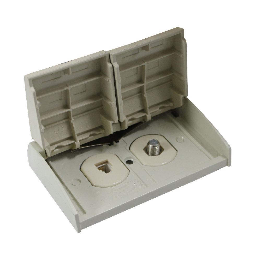 Outdoor Dual-Coax Receptacle, Ivory