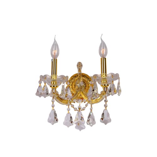 Maria Theresa Collection 2 Light Gold Finish and Clear Crystal Candle Wall Sconce 12