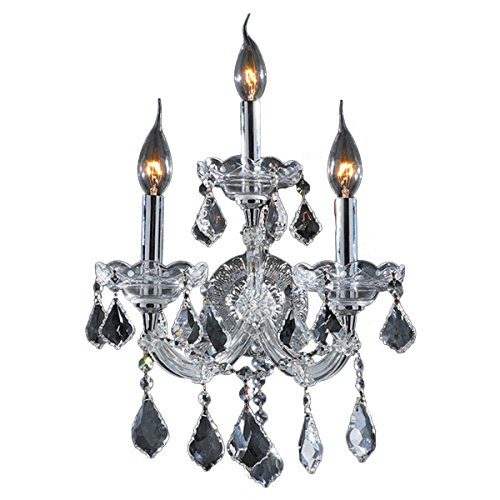 Maria Theresa Collection 3 Light Chrome Finish and Clear Crystal Candle Wall Sconce 12