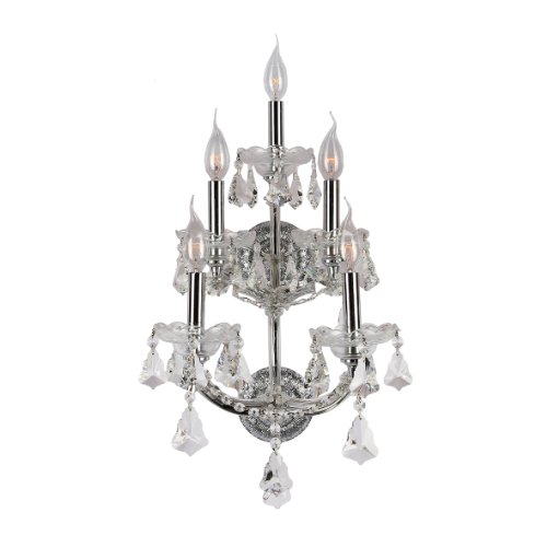 Maria Theresa Collection 5 Light Chrome Finish and Clear Crystal Candle Wall Sconce 12