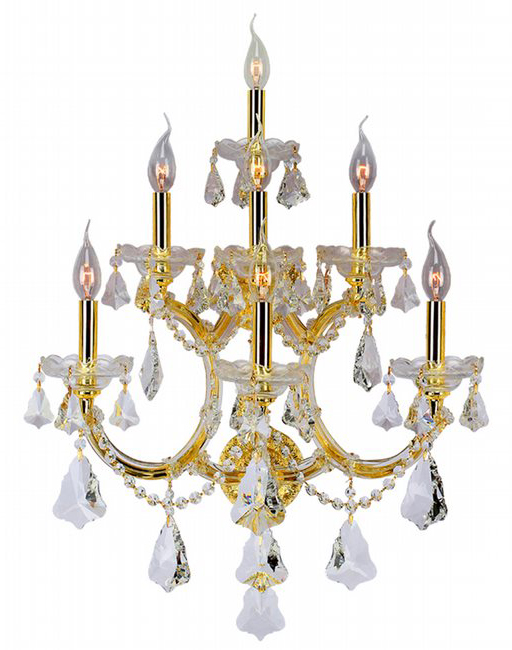 Maria Theresa Collection 7 Light Gold Finish and Clear Crystal Candle Wall Sconce 22