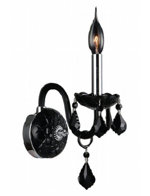 Provence Collection 1 Light Chrome Finish and Black Crystal Candle Wall Sconce 4