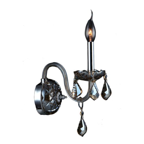 Provence Collection 1 Light Chrome Finish and Smoke Crystal Candle Wall Sconce 4
