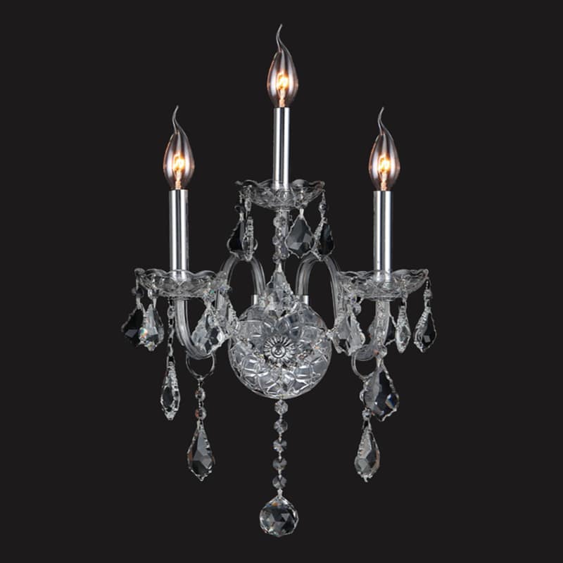 Provence Collection 3 Light Chrome Finish and Clear Crystal Candle Wall Sconce 13" W x 18" H Medium Two 2 Tier