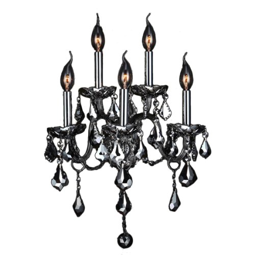 Provence Collection 5 Light Chrome Finish and Chrome Crystal Candle Wall Sconce 13" W x 18" H Medium Two 2 Tier