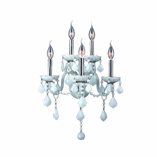 Provence Collection 5 Light Chrome Finish and White Crystal Candle Wall Sconce 13" W x 18" H Medium Two 2 Tier