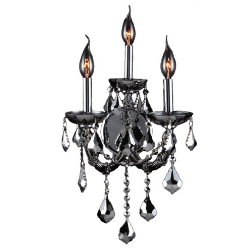 Lyre Collection 3 Light Chrome Finish and Chrome Crystal Candle Wall Sconce 12" W x 20" H Medium Two 2 Tier