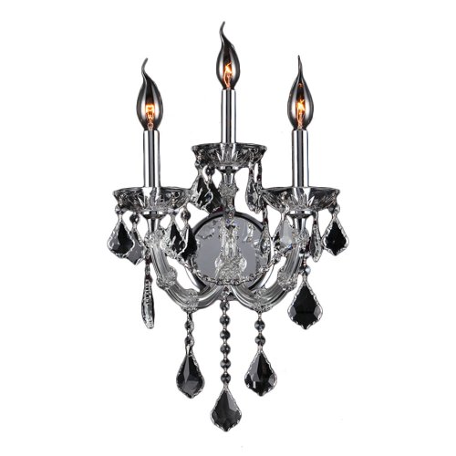 Lyre Collection 3 Light Chrome Finish and Clear Crystal Candle Wall Sconce 12