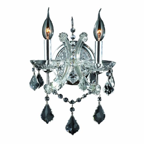 Lyre Collection 2 Light Chrome Finish and Clear Crystal Candle Wall Sconce Light 10