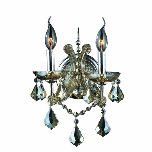 Lyre Collection 2 Light Chrome Finish and Black Crystal Candle Wall Sconce Light 10