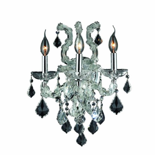 Lyre Collection 3 Light Chrome Finish and Clear Crystal Candle Wall Sconce 15
