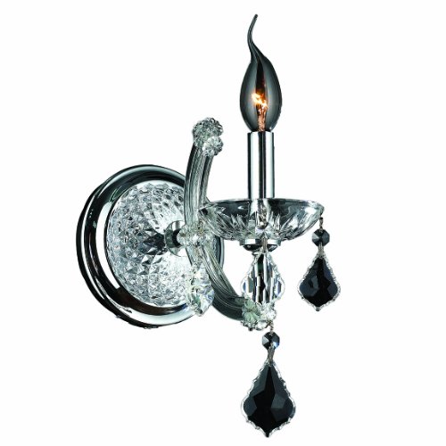 Lyre Collection 1 Light Chrome Finish and Clear Crystal Candle Wall Sconce 6