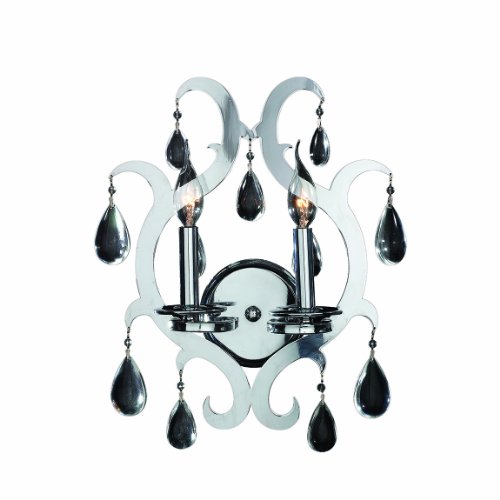 Henna Collection 2 Light Chrome Finish and Clear Crystal Wall Sconce 13