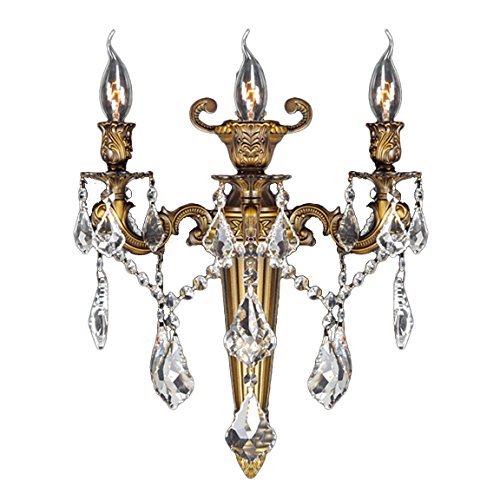 Versailles Collection 3 Light Antique Bronze Finish Crystal Torch Wall Sconce 15