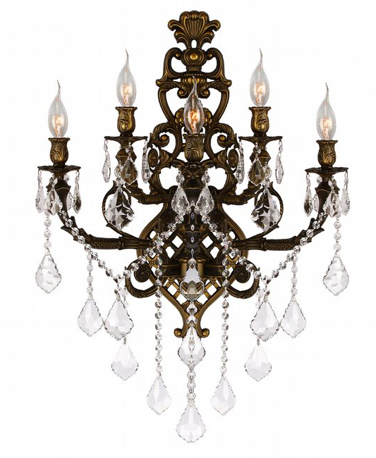 Versailles Collection 5 Light Antique Bronze Finish Crystal Wall Sconce 19