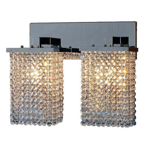 Prism Collection 2 Light Chrome Finish and Clear Crystal Wall Sconce Vanity Light 15" W x 10" H Large