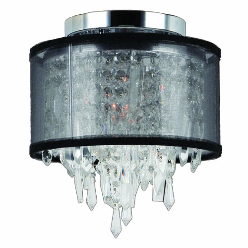 Tempest Collection 1 Light Chrome Finish Crystal Flush Mount Ceiling Light with Black Organza Shade 8
