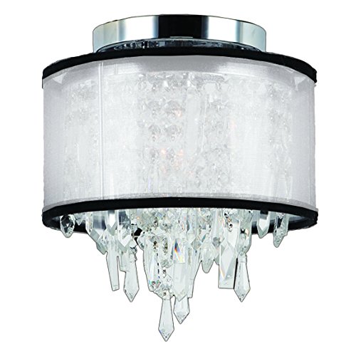 Tempest Collection 1 Light Chrome Finish Crystal Flush Mount Ceiling Light with White Organza Shade 8