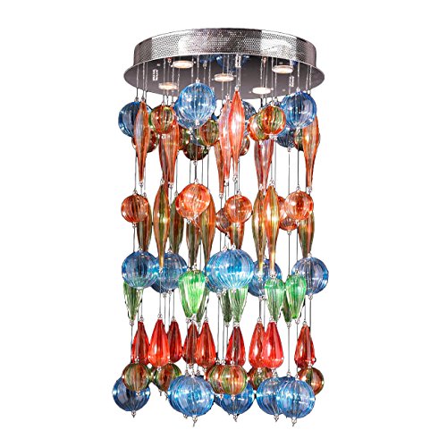 Niagara Collection 7 Light Chrome Finish and Multi-Color Blown Glass Bubble Flush Mount Ceiling Light 20" D x 36" H Large