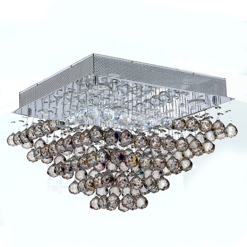 Icicle Collection 5 Light Chrome Finish and Clear Crystal Flush Mount Ceiling Light 20" L x 20" W x 14" H Square Large