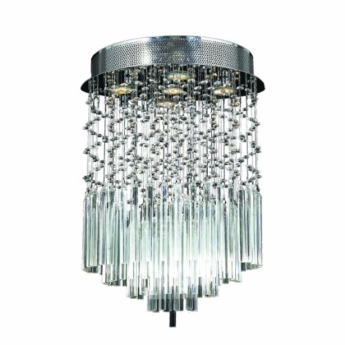 Torrent Collection 5 Light Chrome Finish and Clear Crystal Flush Mount Ceiling Light 16