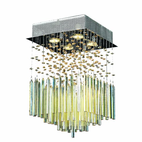 Torrent Collection 4 Light Chrome Finish and Golden Teak Crystal Flush Mount Ceiling Light 12