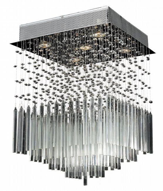 Torrent Collection 5 Light Chrome Finish and Clear Crystal Flush Mount Ceiling Light 16