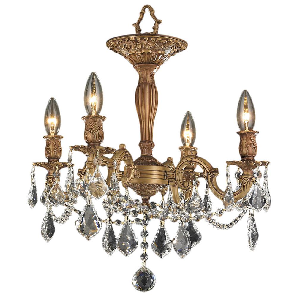 Windsor Collection 4 Light French Gold Finish and French Pendalogue Clear Crystal Semi Flush Mount Ceiling Light 17