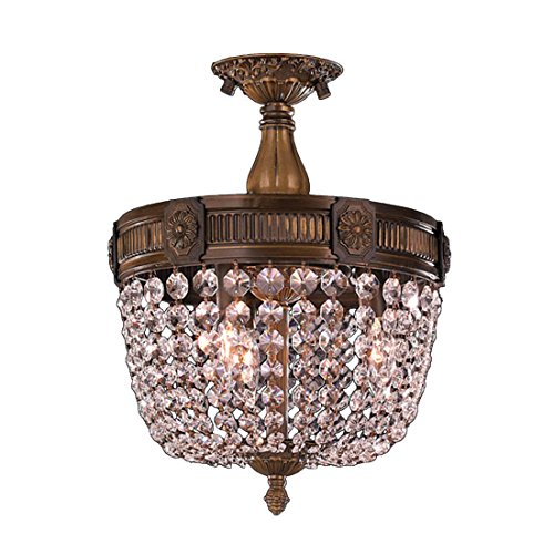 Winchester Collection 3 Light Antique Bronze Finish and Clear Crystal Semi Flush Mount Ceiling Light 12