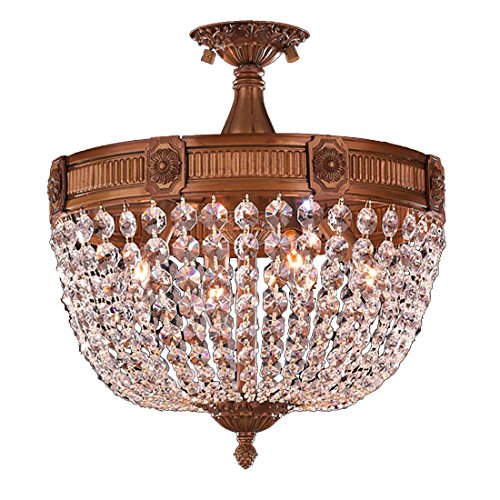 Winchester Collection 4 Light French Gold Finish and Clear Crystal Semi Flush Mount Ceiling Light 16