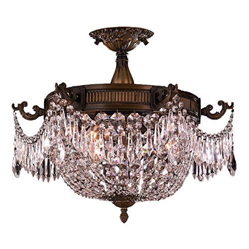 Winchester Collection 3 Light Antique Bronze Finish and Clear Crystal Semi Flush Mount Ceiling Light 20