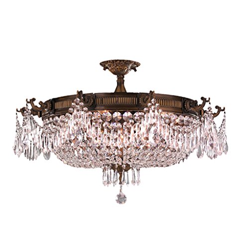 Winchester Collection 10 Light Antique Bronze Finish and Clear Crystal Semi Flush Mount Ceiling Light 30