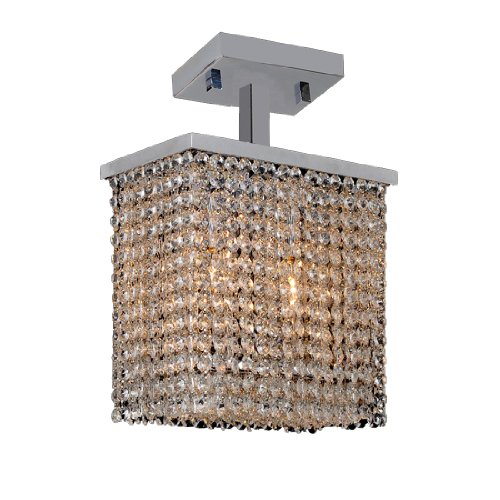 Prism Collection 2 Light Chrome Finish Crystal String Semi Flush Mount Ceiling Light 10" L x 6" W x 10" H Rectangle Small