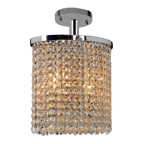 Prism Collection 2 Light Chrome Finish Crystal String Semi Flush Mount Ceiling Light 10" L x 6" W x 10" H Oval Small