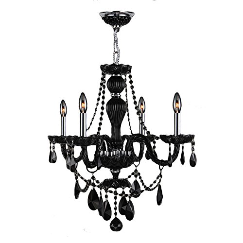 Provence Collection 4 Light Chrome Finish and Black Crystal Chandelier 23