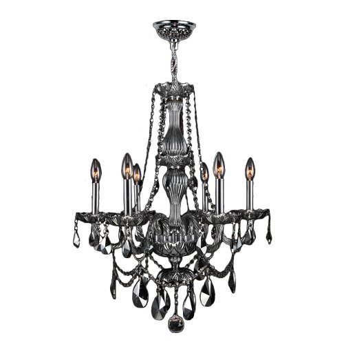 Provence Collection 6 Light Chrome Finish and Smoke Crystal Chandelier 23