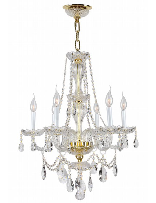 Provence Collection 6 Light Gold Finish and Clear Crystal Chandelier 23