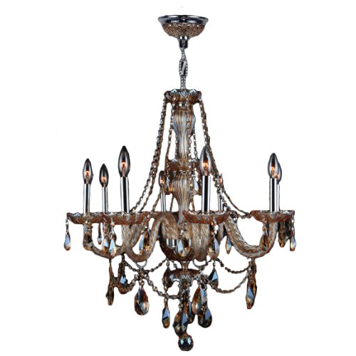 Provence Collection 8 Light Chrome Finish and Amber Crystal Chandelier 28" D x 30" H Large