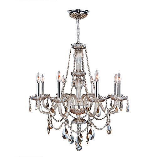 Provence Collection 8 Light Chrome Finish and Golden Teak Crystal Chandelier 28